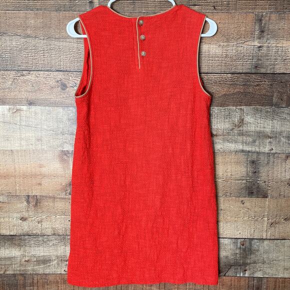 Fossil Sleeveless Textured Shift Dress Front Pockets Orange Size Small - Picture 6 of 8
